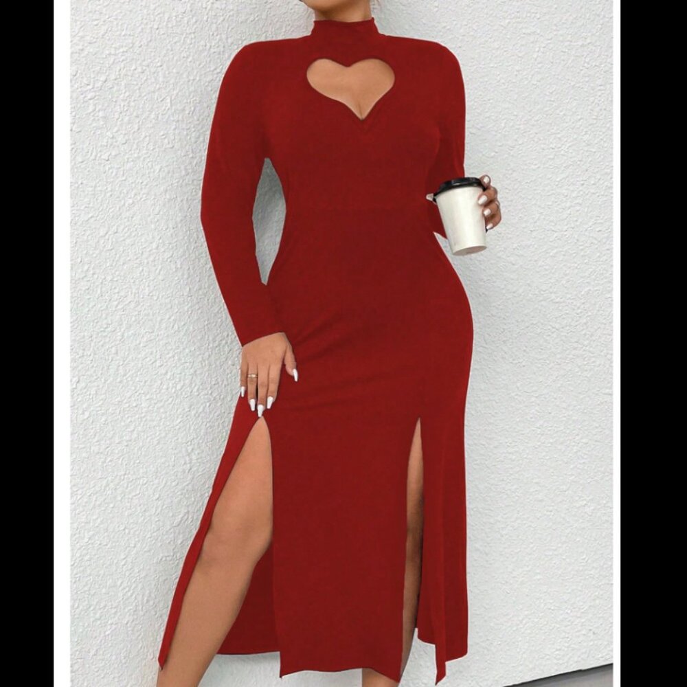 14/16 PUNK Women's Plus Size Hollow Out Split Dress